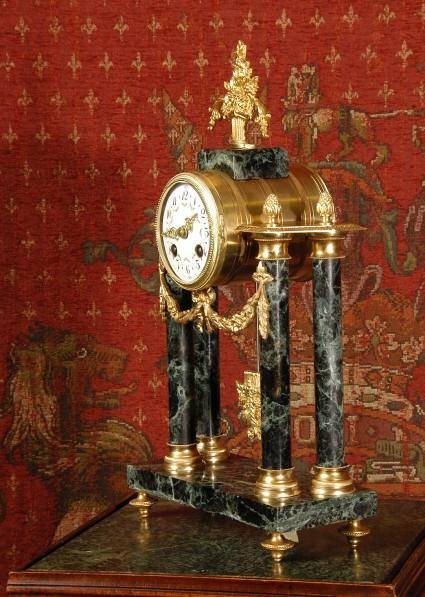 fig 2. **** SOLD **** Marble and Ormolu Portico Boudoir Clock ~ French - Circa 1890 ~
